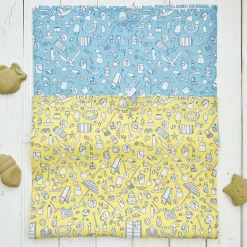 Linen Tea Towel - Blue Beach Design