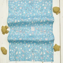 Linen Tea Towel - Blue Beach Design