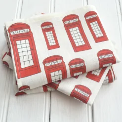 Linen Tea Towel - Red Telephone Box Design
