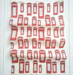 Linen Tea Towel - Red Telephone Box Design