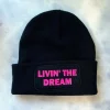 Livin The Dream Cuffed Rectangular Patch Beanie Hat