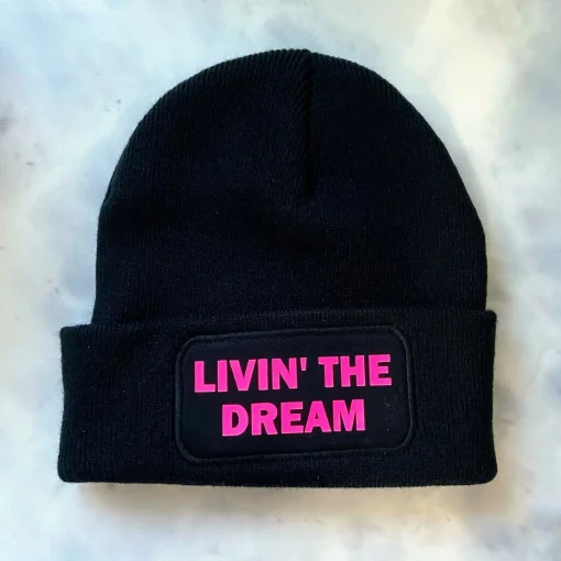 Livin The Dream Cuffed Rectangular Patch Beanie Hat