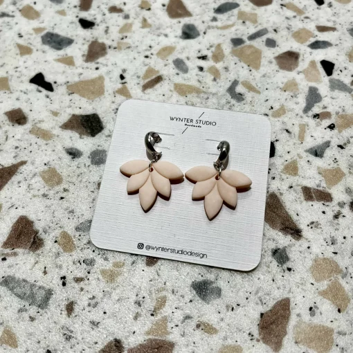 Lotus Leaf Clay Hoop Earrings
