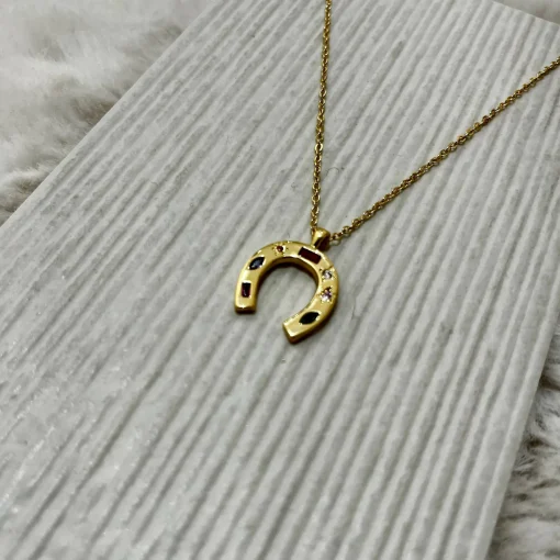 Lucky You Horse Shoe Candy Stone Necklace