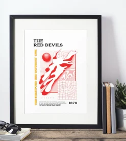 Manchester Utd Art Print PSYCHEDELIC Design in White