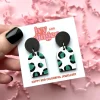 Metallic Green Leopard Print Arch Dangle Earrings