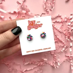 Mini Circle Confetti Print Stud Earrings