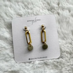 Minimalistic Oval and Clay Earrings