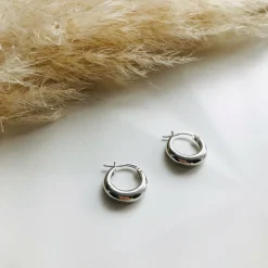 Minimalistic Silver Dome Earring