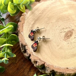 Monarch Butterfly Wing Wooden Earrings