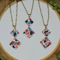 Mosaic Square Pendant Necklace