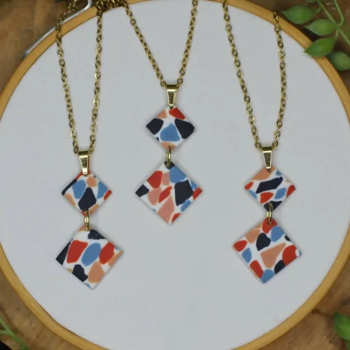 Mosaic Square Pendant Necklace