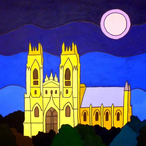 Mounted print - Moon over Minster, Beverley