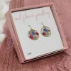 Multicolour Real Pressed Flower Earrings Gold Plated