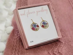 Multicolour Real Pressed Flower Earrings Gold Plated