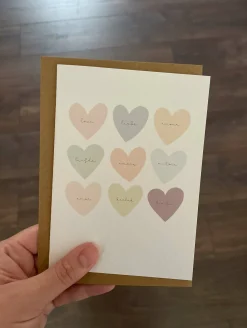 Multicoloured Hearts Card