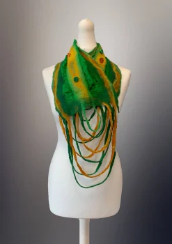 Nuno Felt Scarf Green/ Olive loop at the end