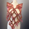 Nuno Felt Scarf pink and brown lattice scarf