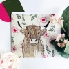 Oatmeal Highland Cow Greetings Card