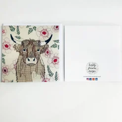 Oatmeal Highland Cow Greetings Card