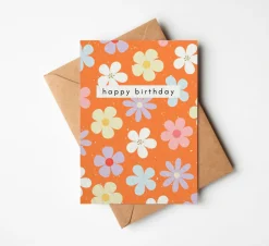 Orange Flowers Birthday Card