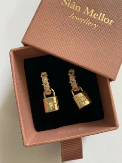 Padlock Huggie Hoops
