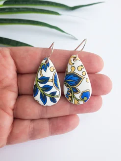 Paisley Teardrop Dangles | Vibrant Porcelain Earrings | Art & Soul