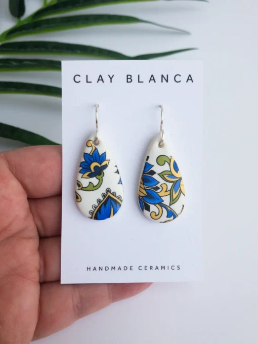 Paisley Teardrop Dangles | Vibrant Porcelain Earrings | Art & Soul