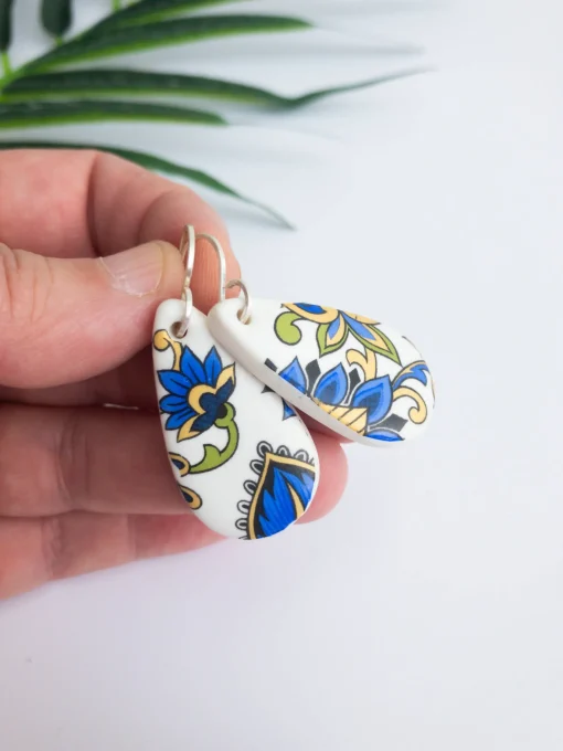 Paisley Teardrop Dangles | Vibrant Porcelain Earrings | Art & Soul