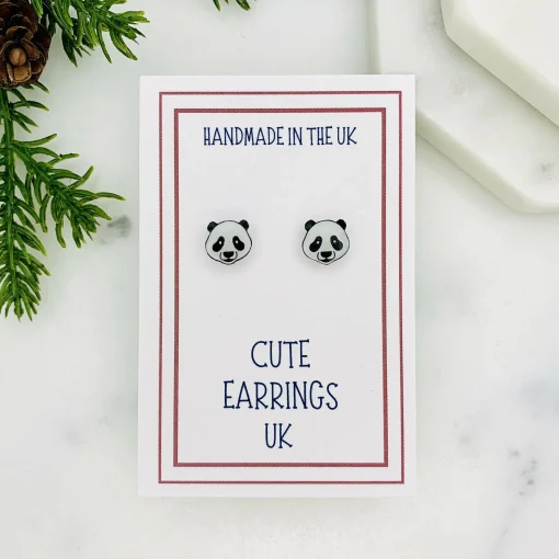 Panda Face Stud Earrings