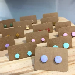 Pastel Collection; Dot Stud Polymer Clay Earrings: Medium