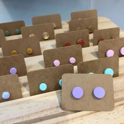 Pastel Collection; Dot Stud Polymer Clay Earrings: Medium