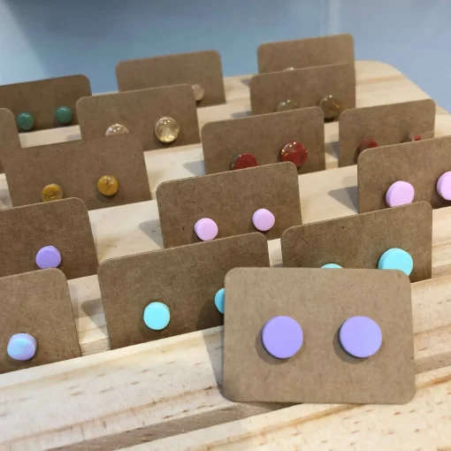 Pastel Collection; Dot Stud Polymer Clay Earrings: Medium