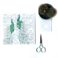 Peacock & Leaves Greetings Card
