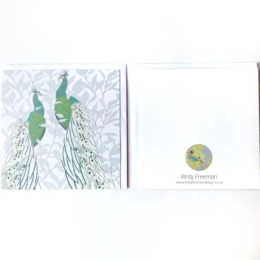 Peacock & Leaves Greetings Card