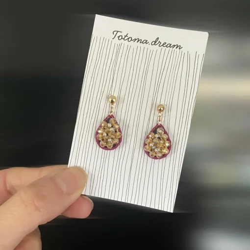 Pendant Crystal Embroidery Earrings (Waterdrop)