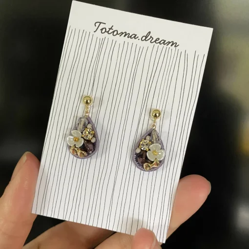 Pendant Crystal Embroidery Earrings (Waterdrop)