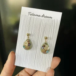 Pendant Crystal Embroidery Earrings (Waterdrop)