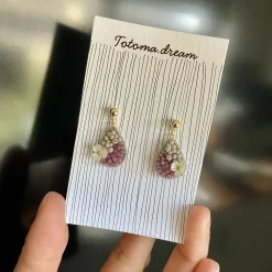 Pendant Crystal Embroidery Earrings (Waterdrop)