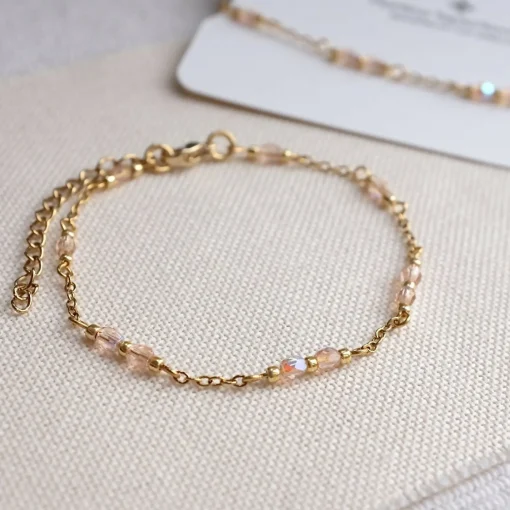 Pink Beaded Chain Bracelet