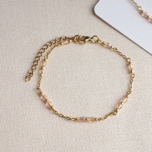 Pink Beaded Chain Bracelet