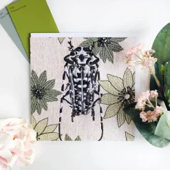 Pink Beetle Greetings Card