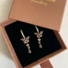 Pink Butterfly Dangle Huggie Hoop Earrings