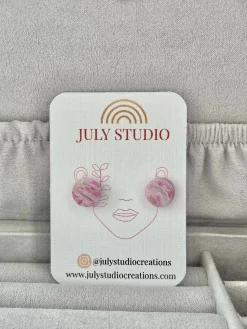 Pink Marble No. 1 - Handmade Polymer Clay Earrings