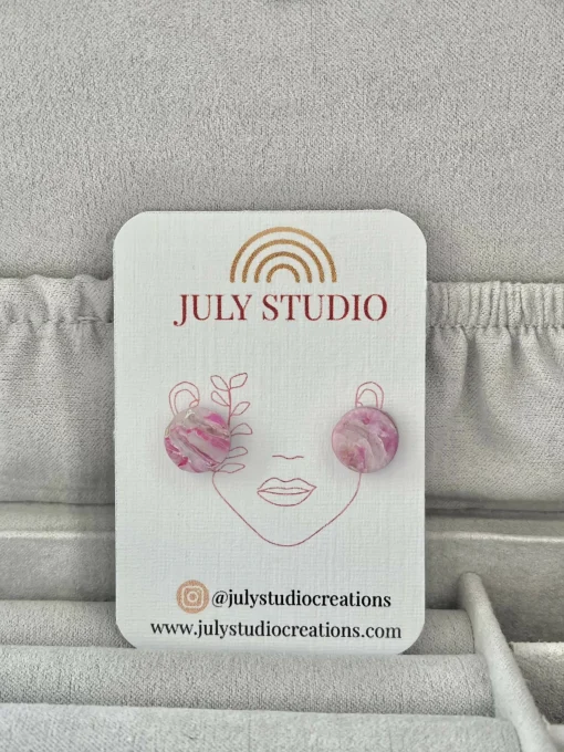 Pink Marble No. 1 - Handmade Polymer Clay Earrings