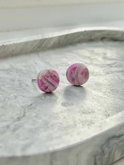 Pink Marble No. 1 - Handmade Polymer Clay Earrings