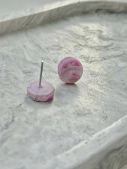 Pink Marble No. 1 - Handmade Polymer Clay Earrings