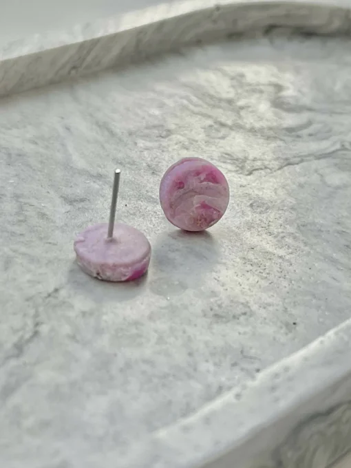 Pink Marble No. 1 - Handmade Polymer Clay Earrings