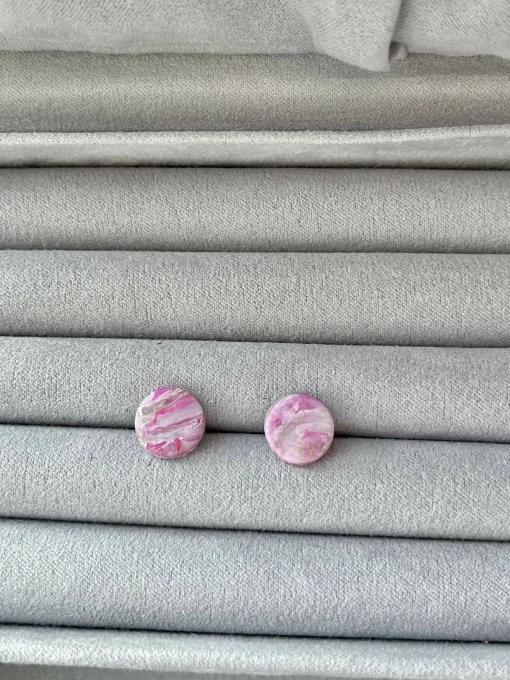 Pink Marble No. 1 - Handmade Polymer Clay Earrings