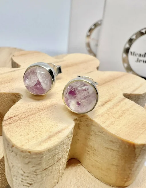 Pink moonstone round studs